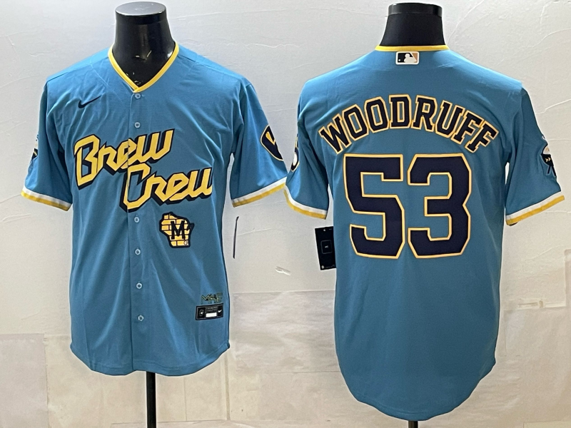 Men 2025 Milwaukee Brewers #53 Woodruff blue Game Nike MLB Jersey2026002->milwaukee brewers->MLB Jersey